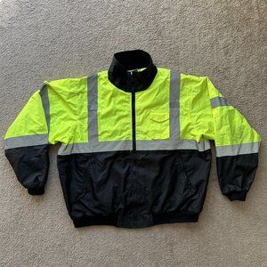 Abel High Visibility Jacket Mens 4XL Full Zip Mock Neck Safety Distressed